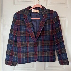 Vintage Pendleton Pure Wool Plaid Blazer Jacket Size 12